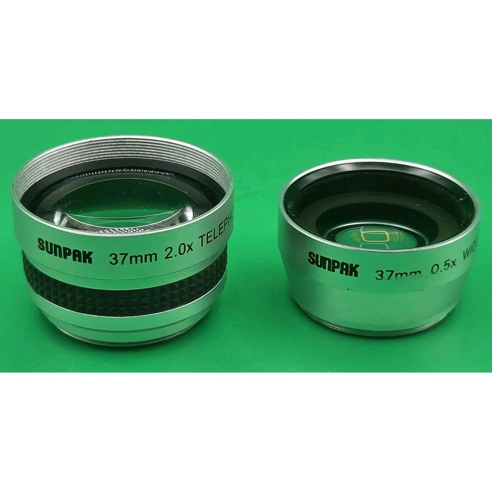 SUNPAK 37mm 0.5x Wide-Angle Lens & 37mm 2.0x Telephoto Lens Bundle Of 2 Lot
